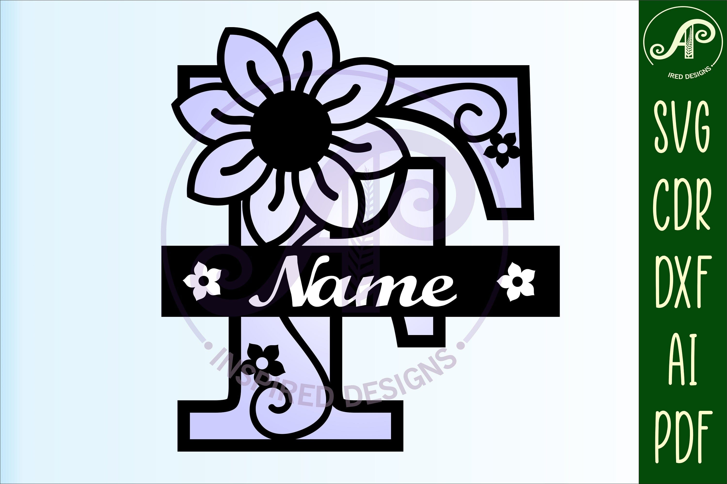 Letter F Floral Split Monogram SVG