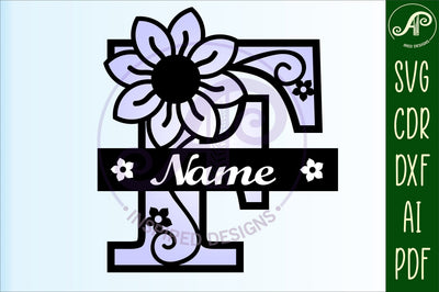 Letter F Flower Layer Monogram SVG File SVG APInspireddesigns 