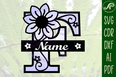 Letter F Flower Layer Monogram SVG File SVG APInspireddesigns 