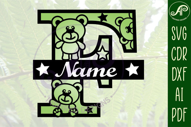 Letter F Teddy Bear Monogram SVG file SVG APInspireddesigns 