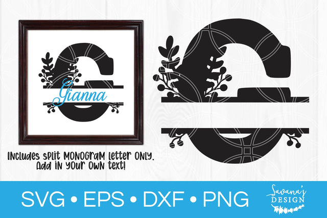Letter G Floral Split Monogram SVG SVG SavanasDesign 