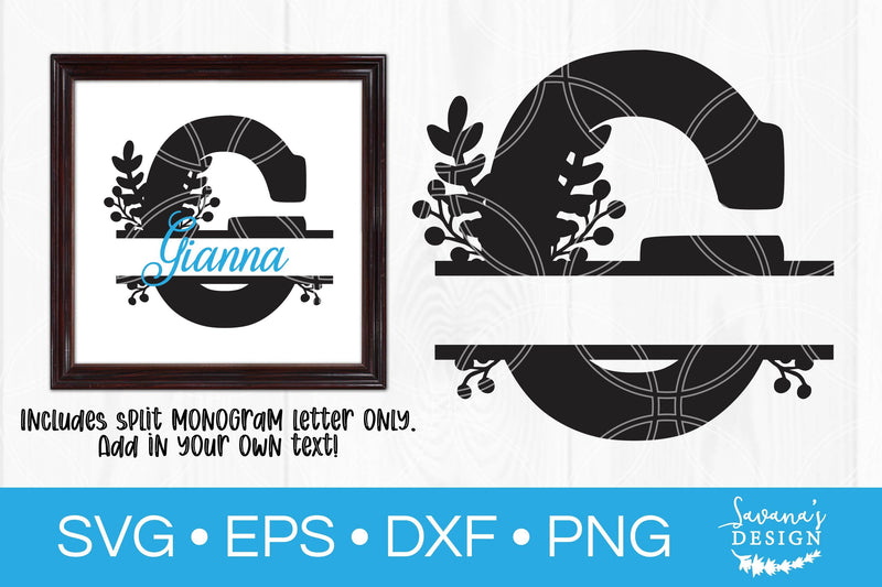 Letter G Floral Split Monogram SVG SVG SavanasDesign 