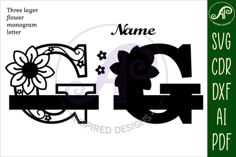 Letter G Flower Layer Monogram SVG File SVG APInspireddesigns 