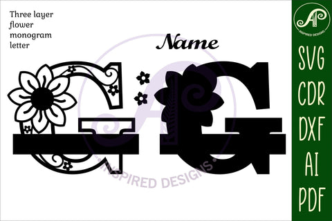 Letter G Flower Layer Monogram SVG File - So Fontsy