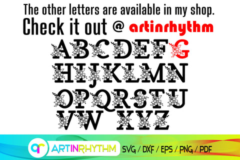 letter g svg, floral alphabet svg SVG Artinrhythm shop 