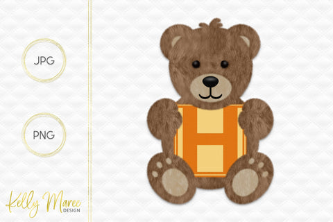 Letter H Bear Graphic Sublimation Kelly Maree Design 