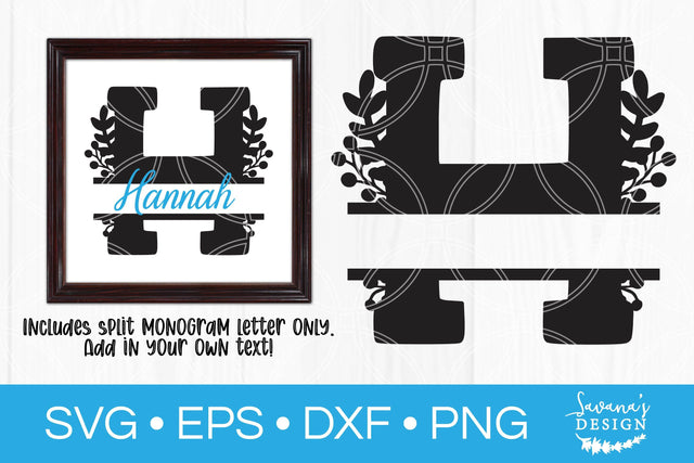 Letter H Floral Split Monogram SVG SVG SavanasDesign 