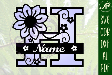 Letter H Flower Layer Monogram SVG File SVG APInspireddesigns 