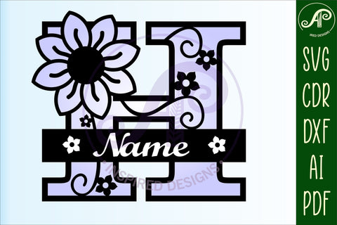 Letter H Flower Layer Monogram SVG File SVG APInspireddesigns 