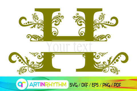 letter h, h monogram, split monogram svg SVG Artinrhythm shop 