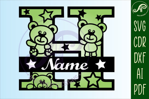 Letter H Teddy Bear Monogram SVG file SVG APInspireddesigns 