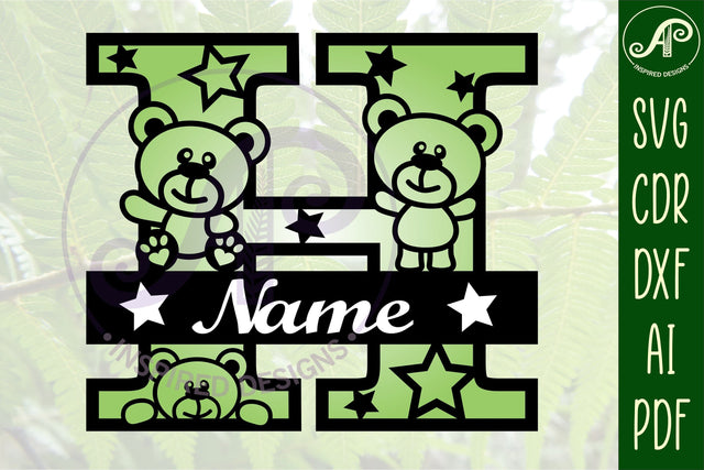 Letter H Teddy Bear Monogram SVG file SVG APInspireddesigns 