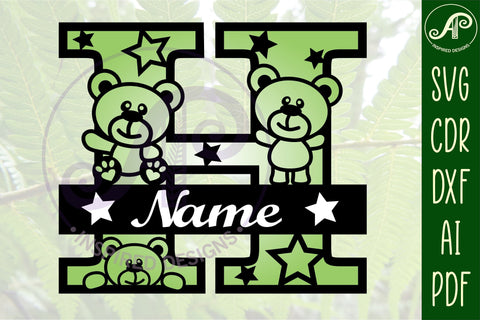 Letter H Teddy Bear Monogram SVG file SVG APInspireddesigns 