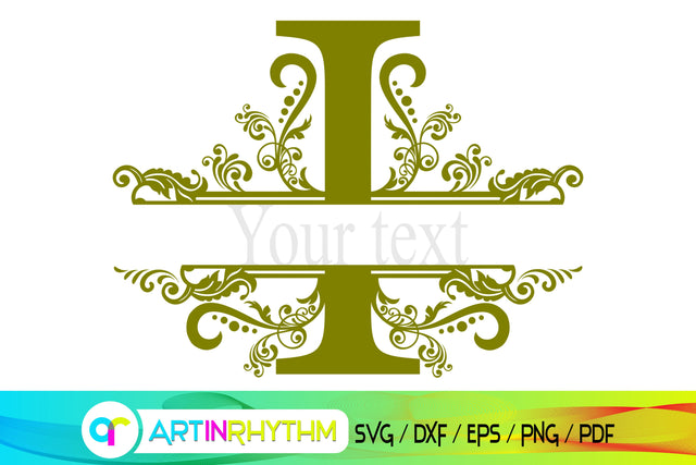letter I, i monogram, split monogram svg SVG Artinrhythm shop 