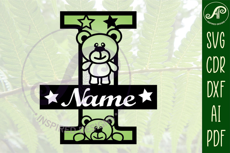 Letter I Teddy Bear Monogram SVG file - So Fontsy