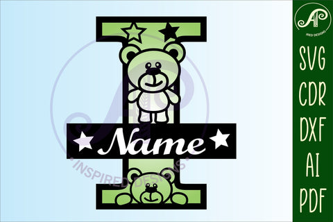 Letter I Teddy Bear Monogram SVG file SVG APInspireddesigns 