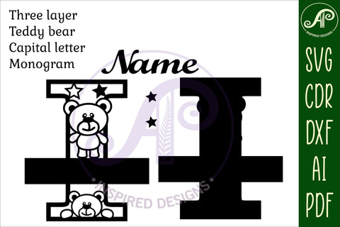 Letter I Teddy Bear Monogram SVG file SVG APInspireddesigns 