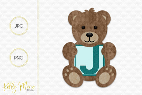 Letter J Bear Graphic Sublimation Kelly Maree Design 