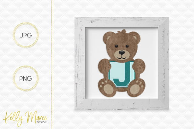 Letter J Bear Graphic Sublimation Kelly Maree Design 
