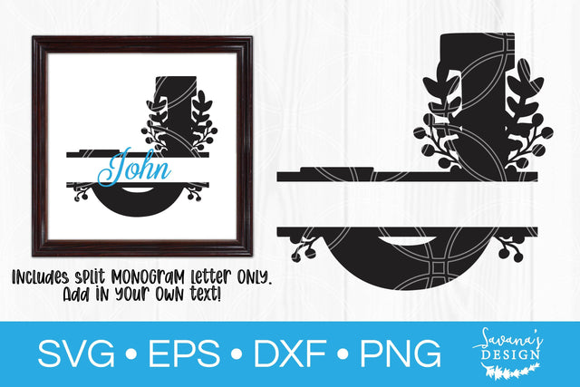 Letter J Floral Split Monogram SVG SVG SavanasDesign 