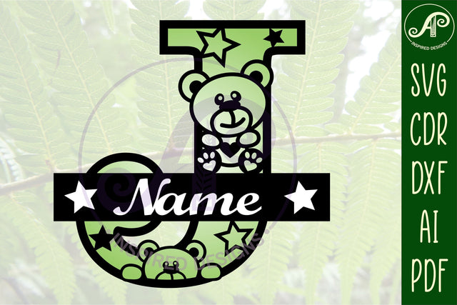 Letter J Teddy Bear Monogram SVG file SVG APInspireddesigns 