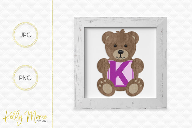Letter K Bear Graphic Sublimation Kelly Maree Design 