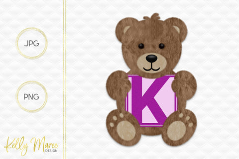 Letter K Bear Graphic Sublimation Kelly Maree Design 