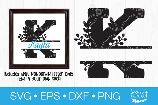Letter K Floral Split Monogram SVG SVG SavanasDesign 