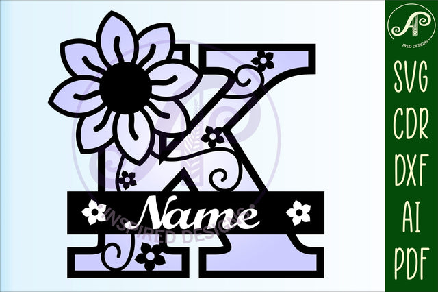 Letter K Flower Layer Monogram SVG File SVG APInspireddesigns 