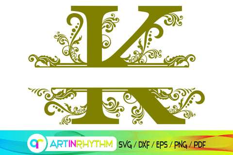 letter k, k monogram, split monogram svg SVG Artinrhythm shop 