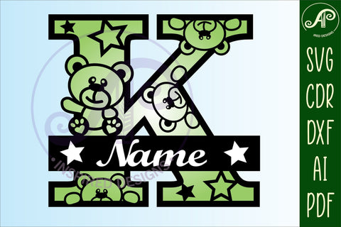 Letter K Teddy Bear Monogram SVG file SVG APInspireddesigns 