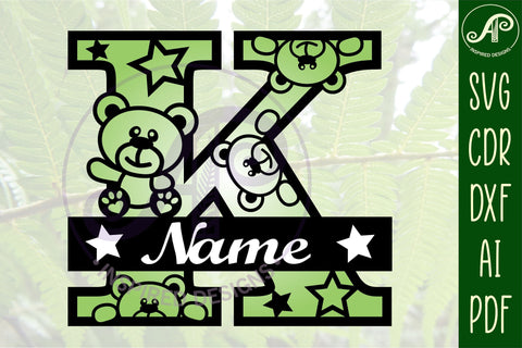 Letter K Teddy Bear Monogram SVG file SVG APInspireddesigns 