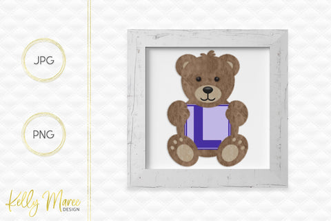 Letter L Bear Graphic Sublimation Kelly Maree Design 