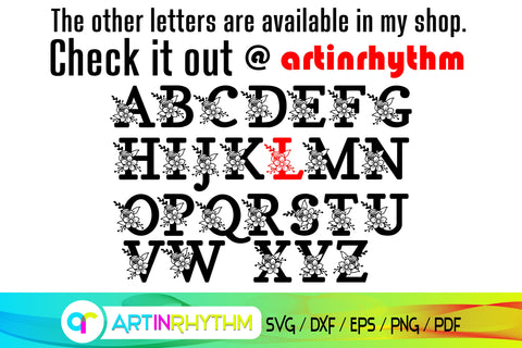 letter l svg, floral alphabet svg SVG Artinrhythm shop 
