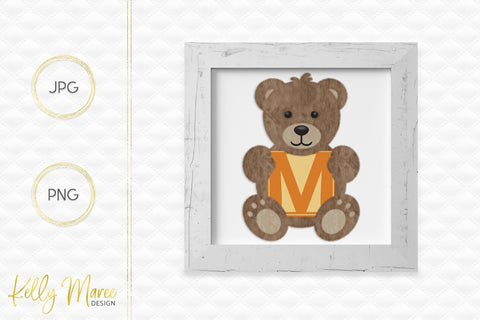 Letter M Bear Graphic Sublimation Kelly Maree Design 
