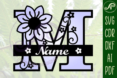 Letter M Flower Layer Monogram SVG File SVG APInspireddesigns 