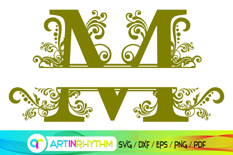 letter m, m monogram, split monogram svg SVG Artinrhythm shop 