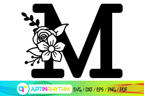 letter m svg, floral alphabet svg SVG Artinrhythm shop 