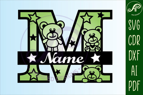 Letter M Teddy Bear Monogram SVG file SVG APInspireddesigns 