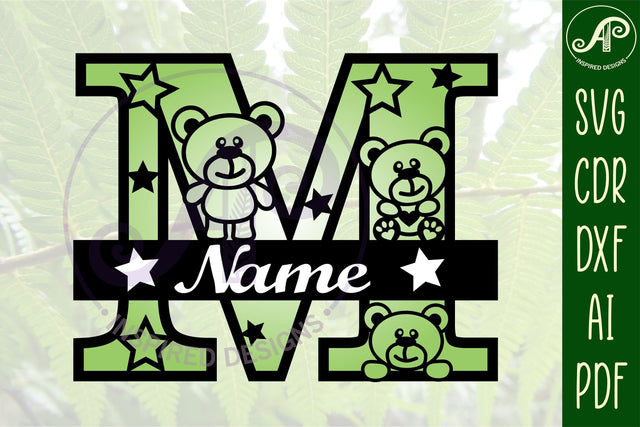 Letter M Teddy Bear Monogram SVG file SVG APInspireddesigns 