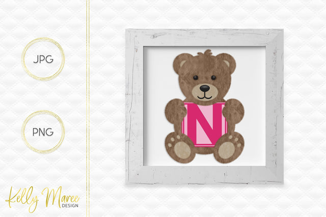 Letter N Bear Graphic Sublimation Kelly Maree Design 