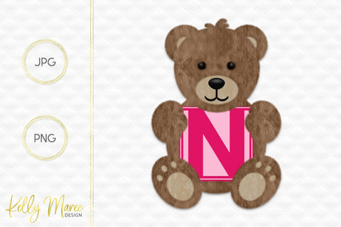 Letter N Bear Graphic Sublimation Kelly Maree Design 