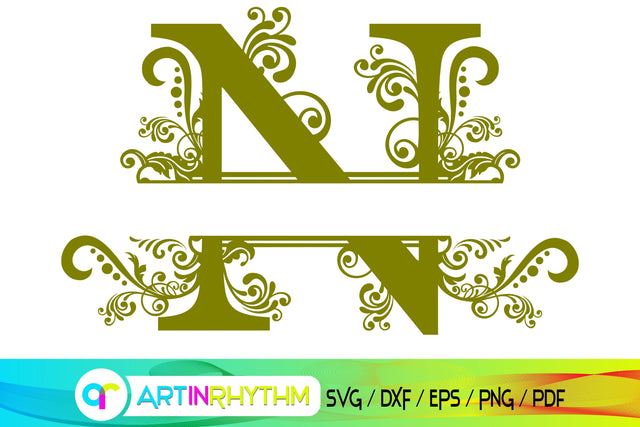 letter n, n monogram, split monogram svg SVG Artinrhythm shop 