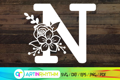 letter n svg, floral alphabet svg SVG Artinrhythm shop 