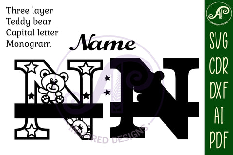 Letter N Teddy Bear Monogram SVG file SVG APInspireddesigns 