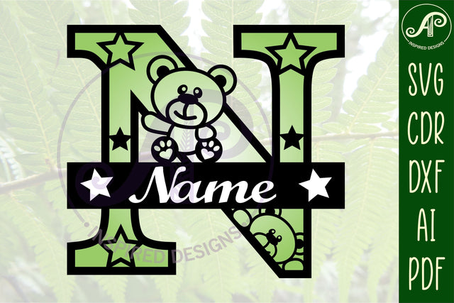 Letter N Teddy Bear Monogram SVG file SVG APInspireddesigns 