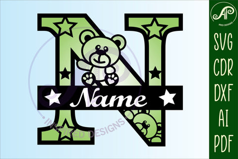 Letter N Teddy Bear Monogram SVG file SVG APInspireddesigns 