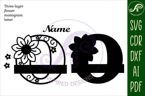 Letter O Flower Layer Monogram SVG File SVG APInspireddesigns 
