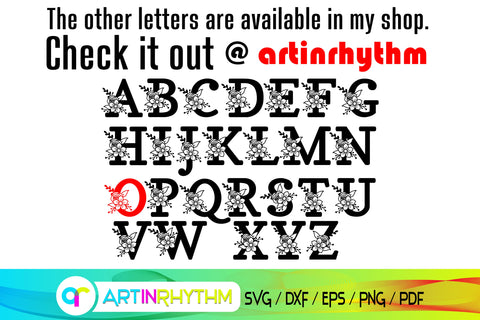 letter o svg, floral alphabet svg SVG Artinrhythm shop 