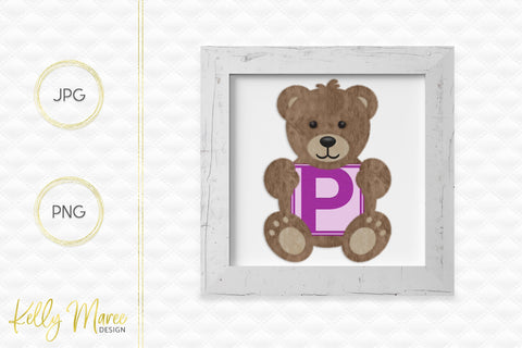 Letter P Bear Graphic Sublimation Kelly Maree Design 